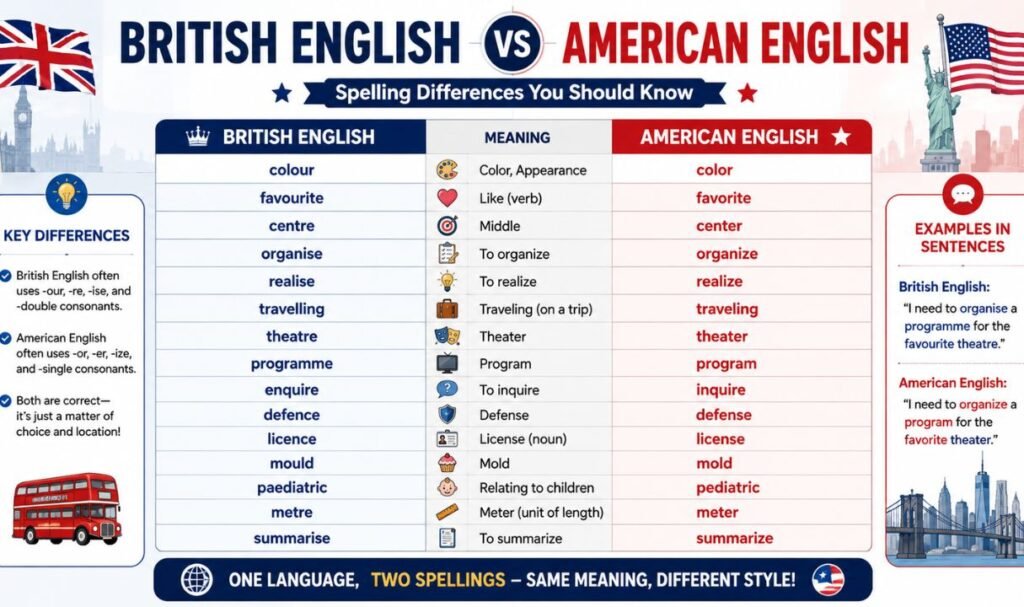 British English vs American English Spelling