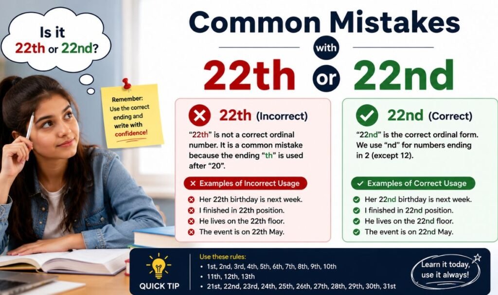 Common Mistakes with 22th or 22nd