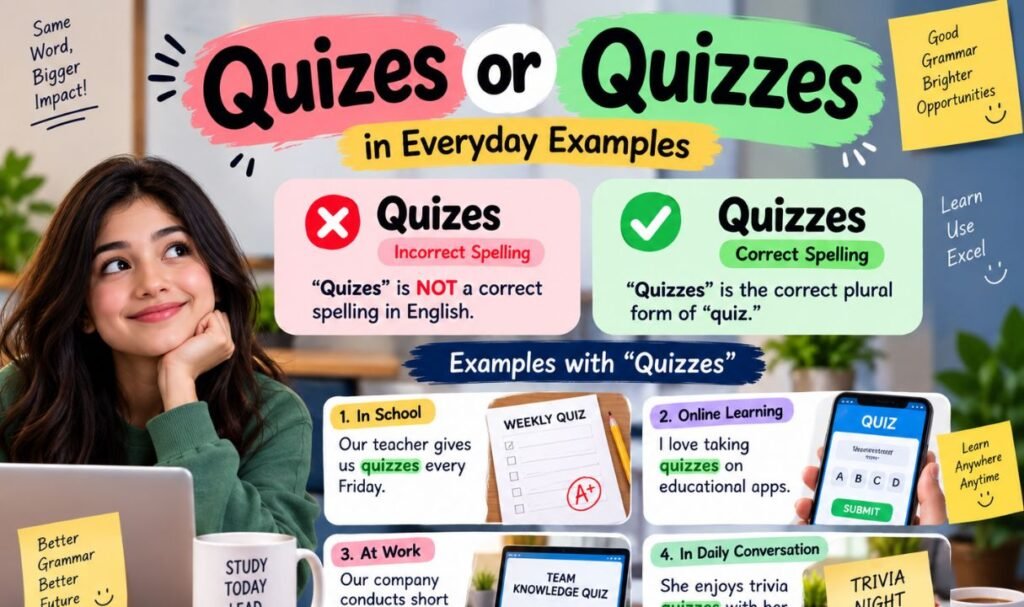 Quizes or Quizzes in Everyday Examples