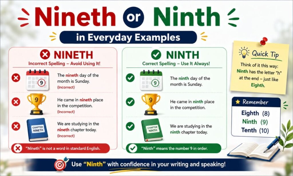 Nineth or Ninth in Everyday Examples