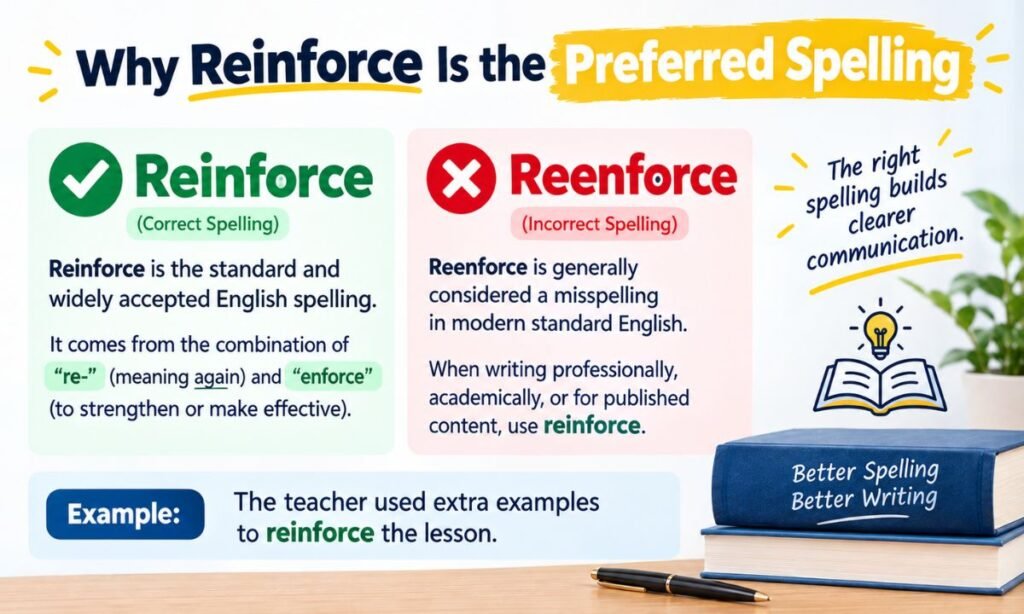 Why Reinforce Is the Preferred Spelling