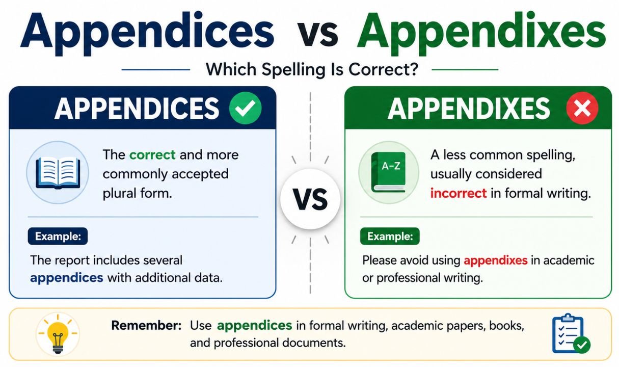 Appendices vs Appendixes