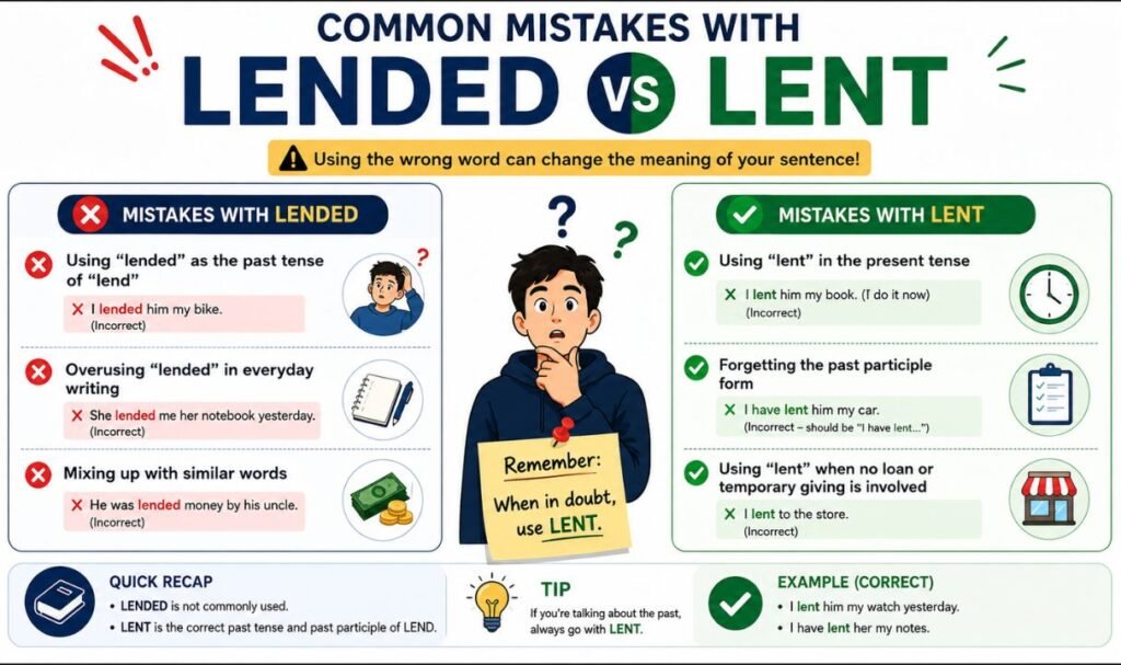 Common Mistakes with Lended vs Lent