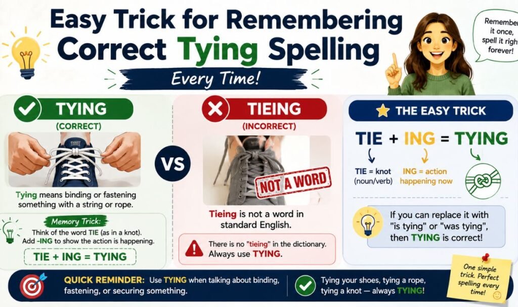 Easy Trick for Remembering Correct Tying Spelling Every Time