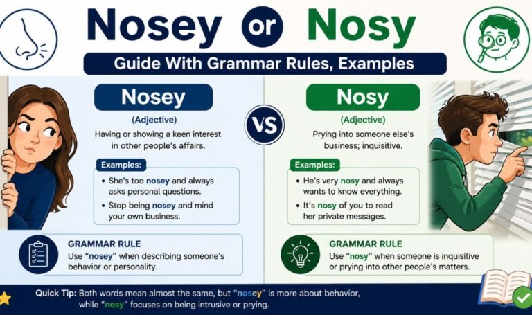 Nosey or Nosy Guide With Grammar Rules, Examples