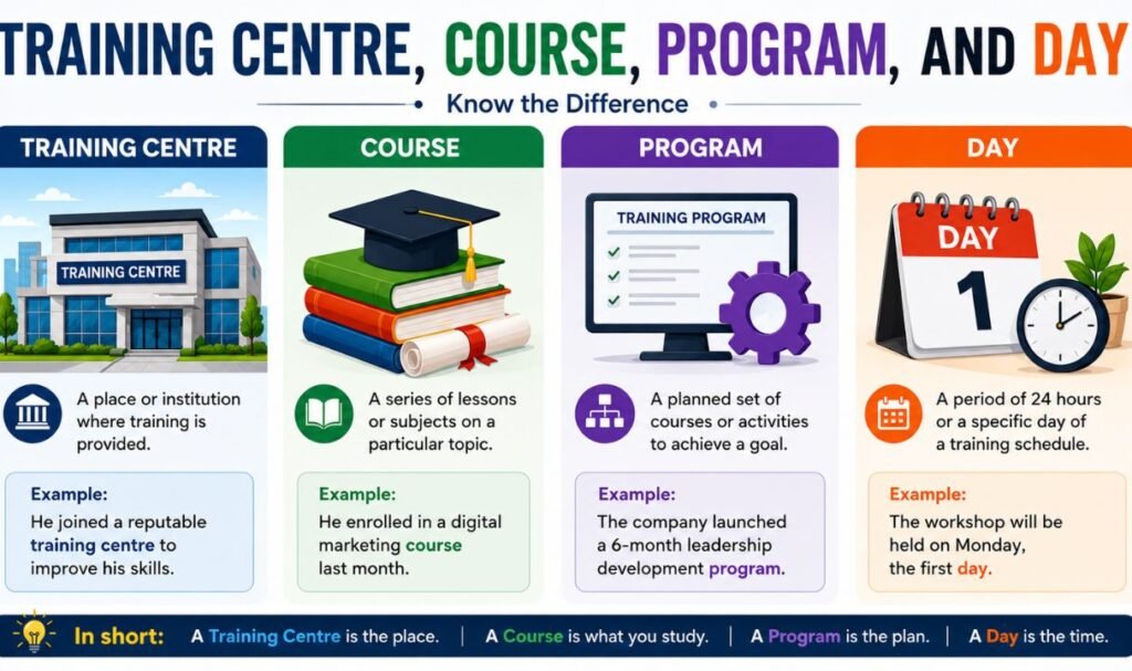 Training Centre, Course, Program, and Day